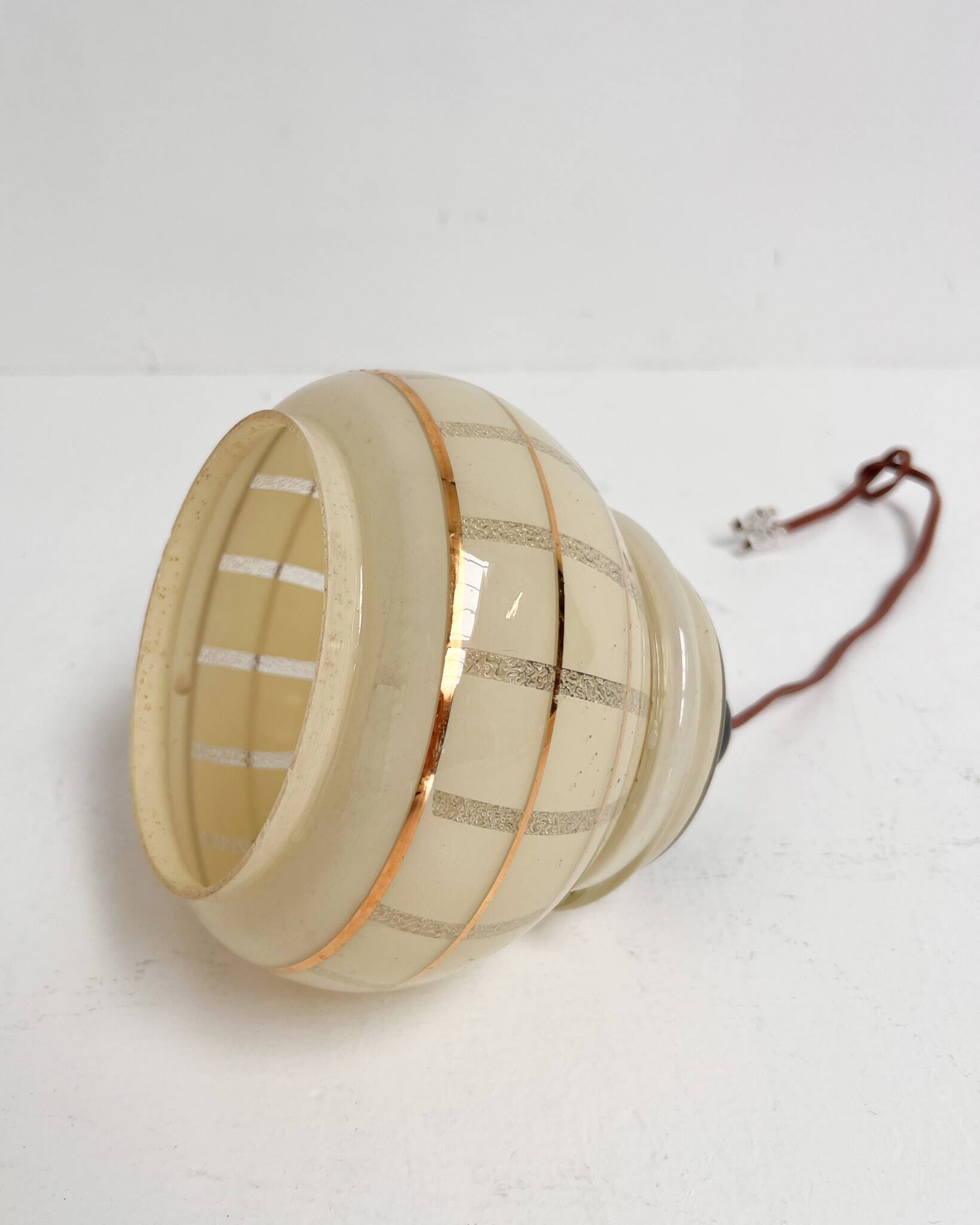 Set of 2 vintage ceiling lamps with golden lines, 1960s