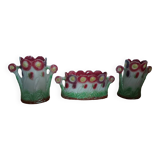 Ensemble cheminée en barbotine fleurs