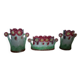 Ensemble cheminée en barbotine fleurs