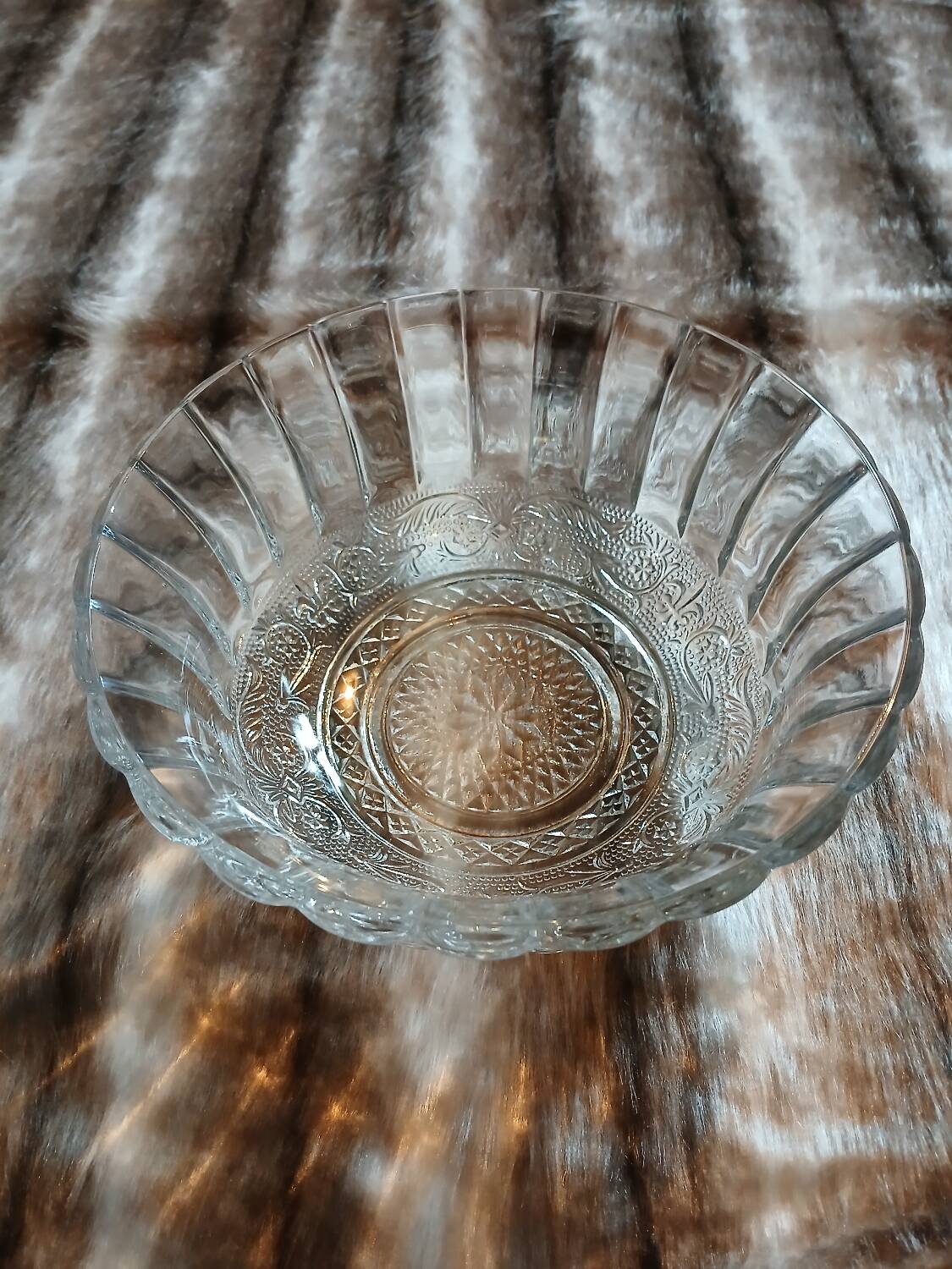Antique cut glass salad bowl