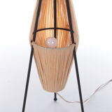 Vintage table lamp with sissal on a tripod, 1960