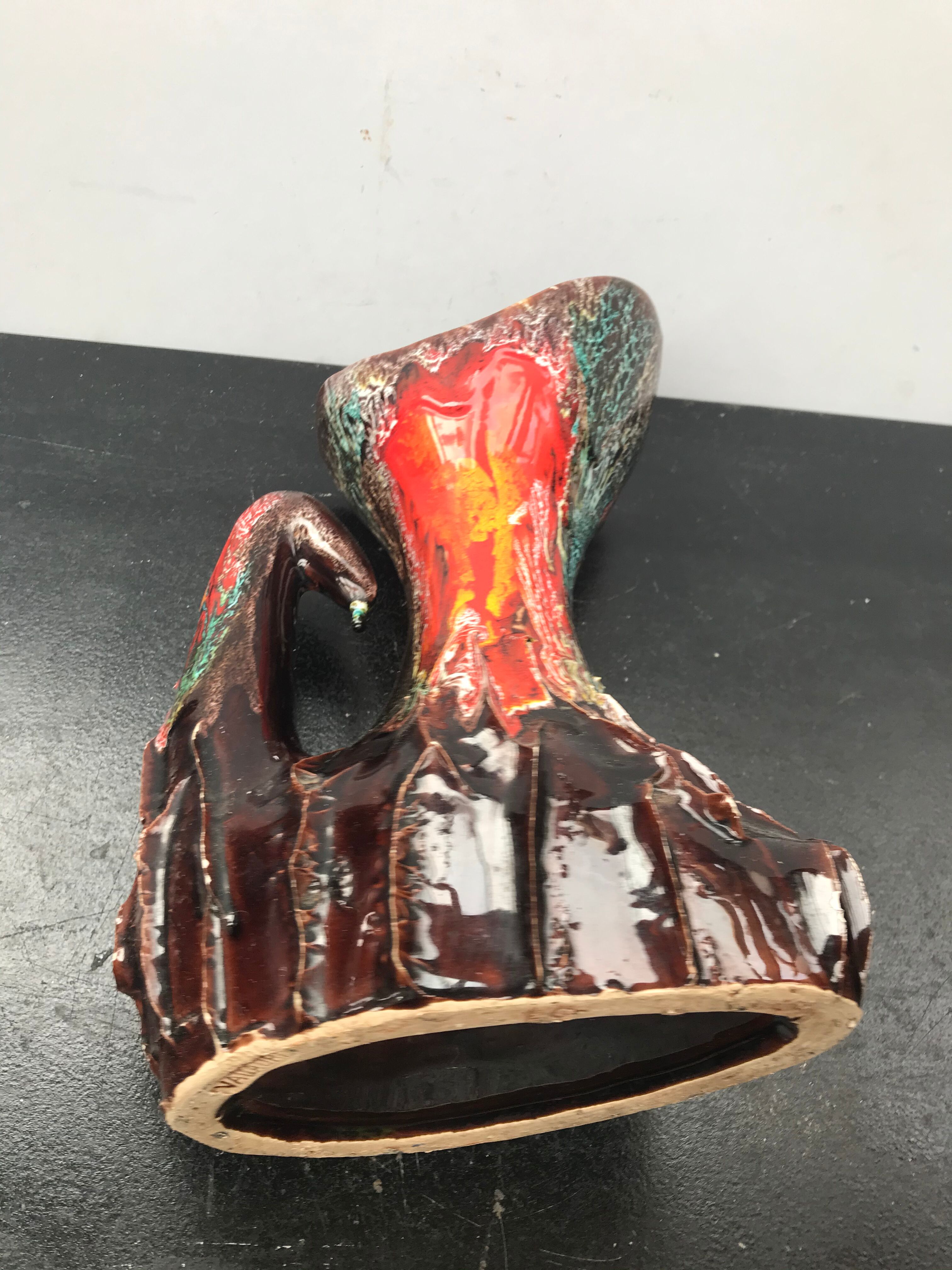 Former pitcher Vallauris ceramics brown - vintage red