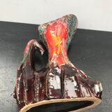 Pichet Vallauris céramique marron & rouge vintage