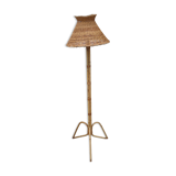 Floor lamp with vintage rattan lampshade