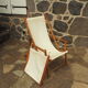 Deckchair with extension chaise longue, in wood and fabric