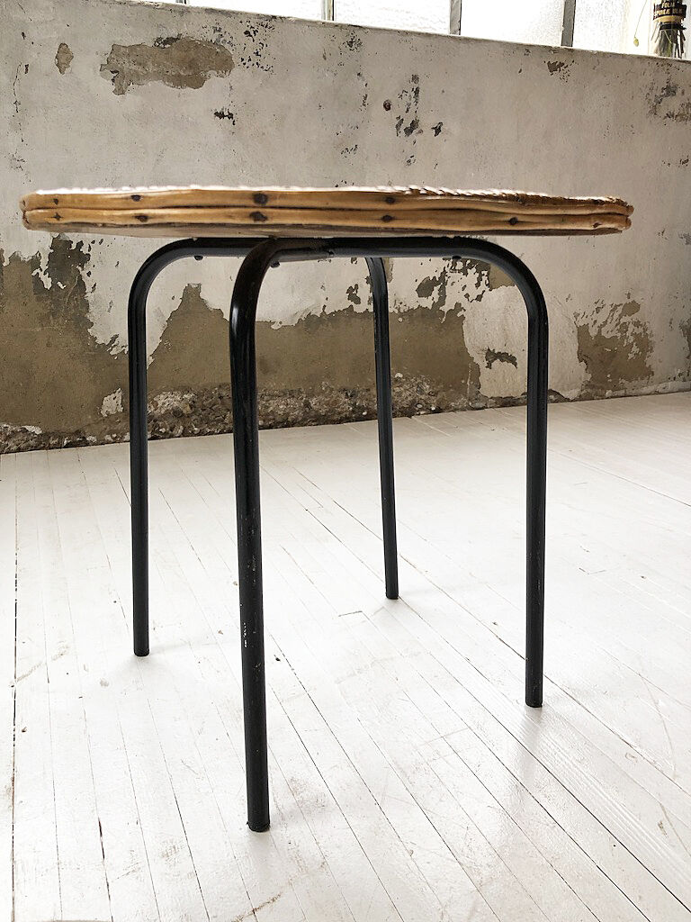 Wicker and metal coffee table