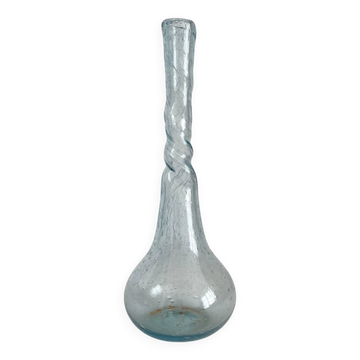 Vintage Biot blown glass soliflore vase with twisted bubbles