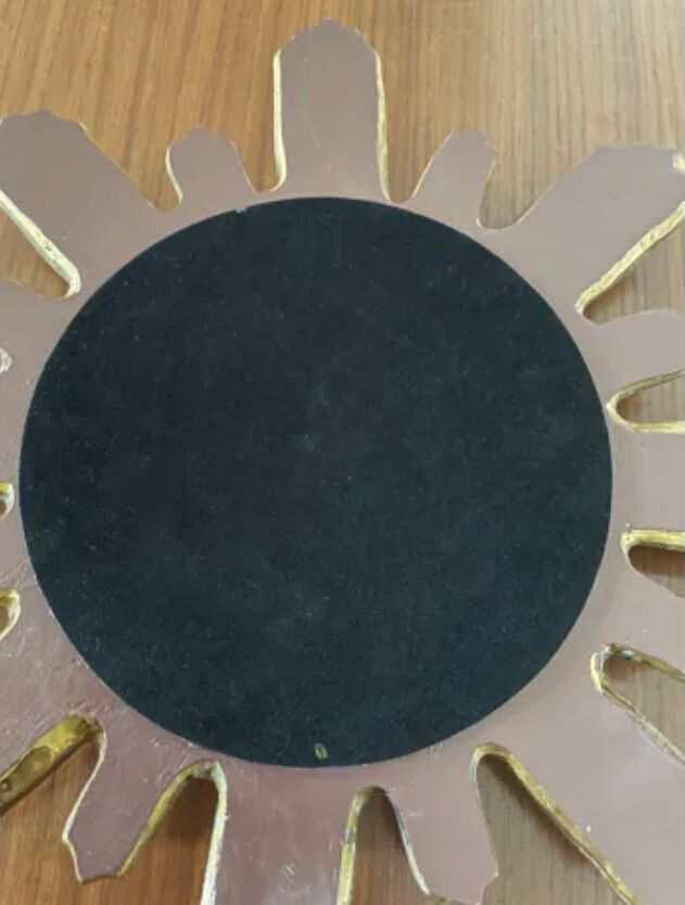 Vintage sun mirror in golden resin 60s/70s