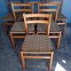 6 Scandinavian chairs wood and rope period 1960