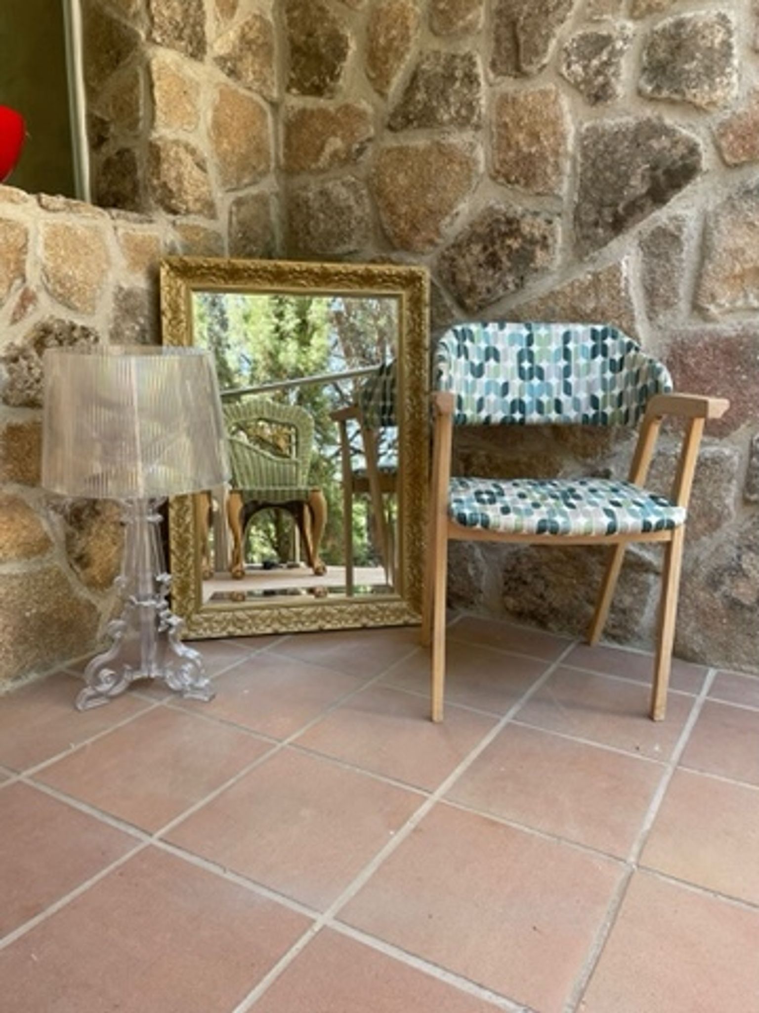 70s style wooden armchair