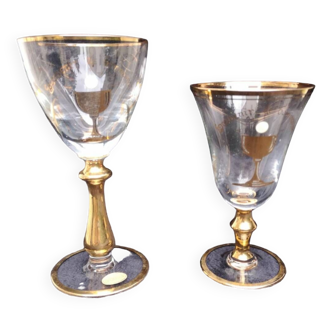 2 golden communion souvenir glasses