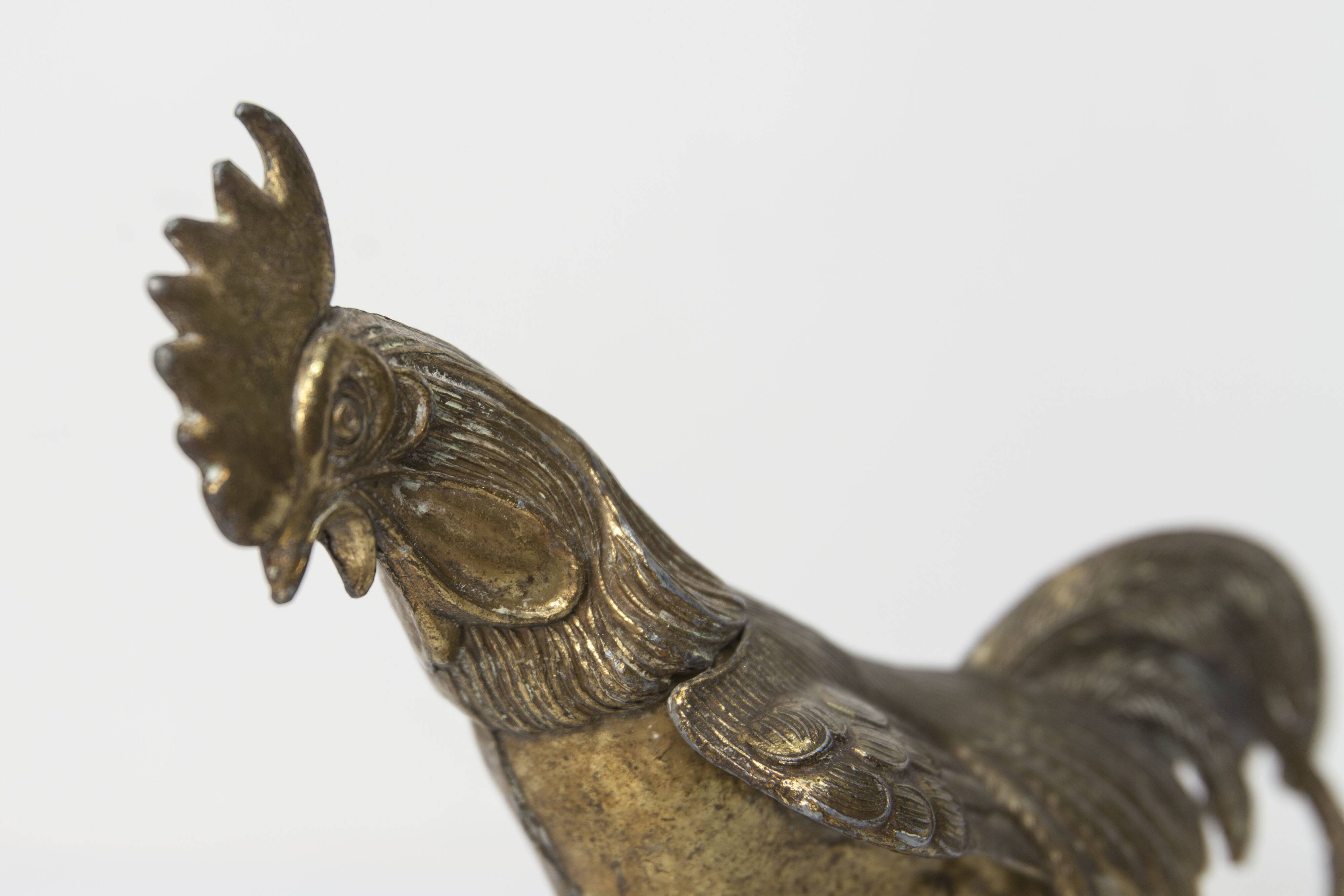 1960 rooster ashtray in spelter signed FC