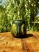 Cache-pot ancien Majolica Sarreguemines en barbotine verte