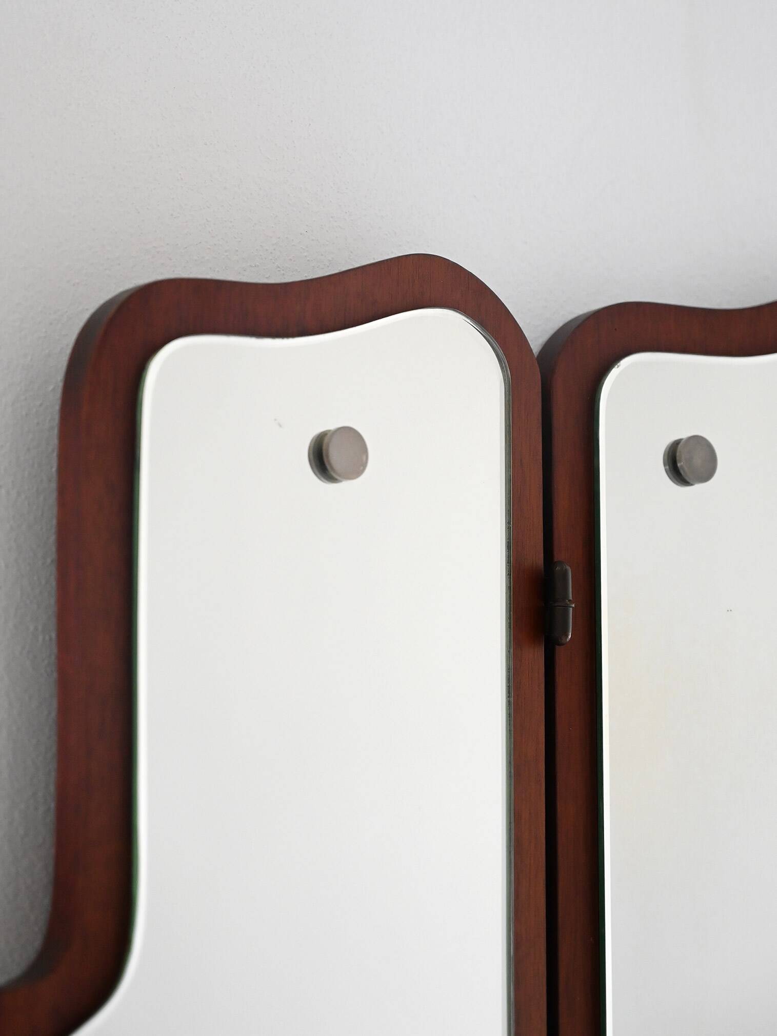 Vintage Scandinavian Mirror with Folding Side Panels