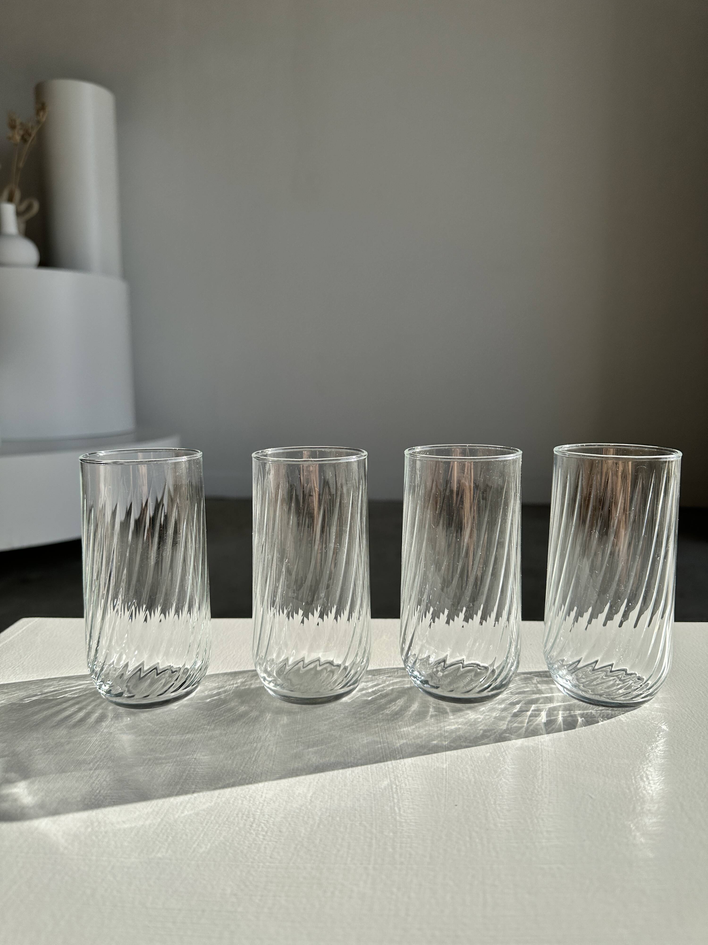 Lot de 4 verres à eau transparent torsadé H:12cm