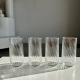 Set of 4 transparent twisted water glasses H:12cm