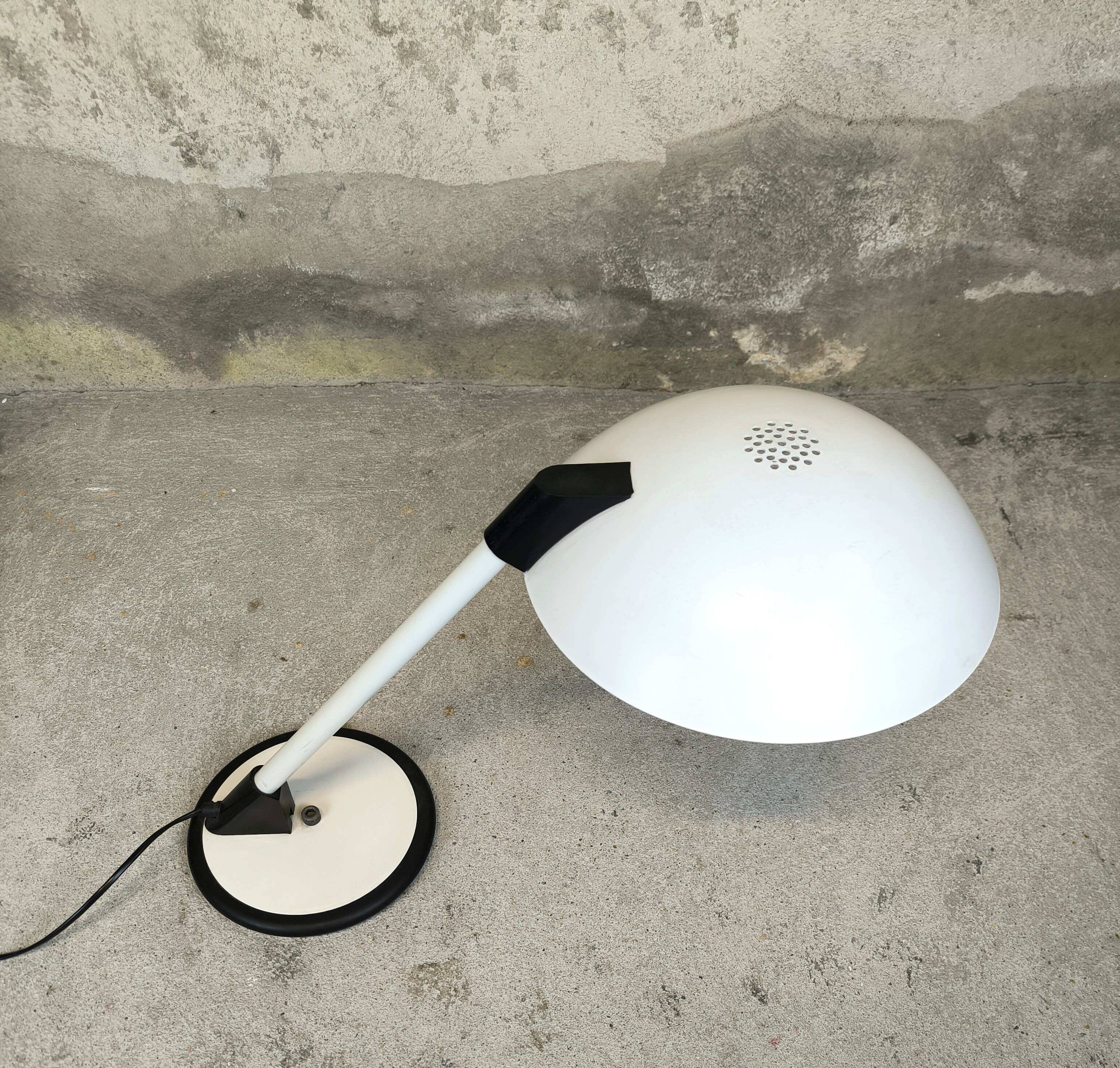 Large vintage table lamp in white metal