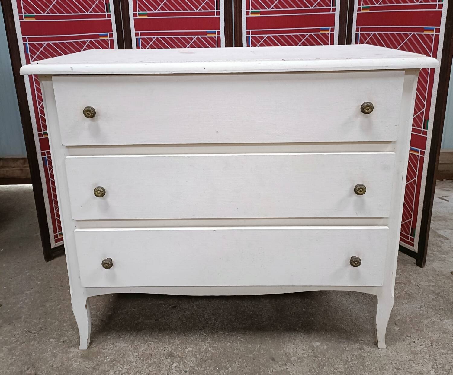 Chest of drawers from the 60s, 3 drawers, painted white