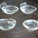 4 stylized swan-shaped salters