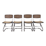 Set of 4 vintage 1960s metal and vienna straw chairs by italian design