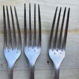 Set of 3 forks and 3 tablespoons in silver metal