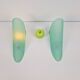 Vintage Triangular Conical Wall Sconces in Green Frosted Glass, 1990s, Set of 2