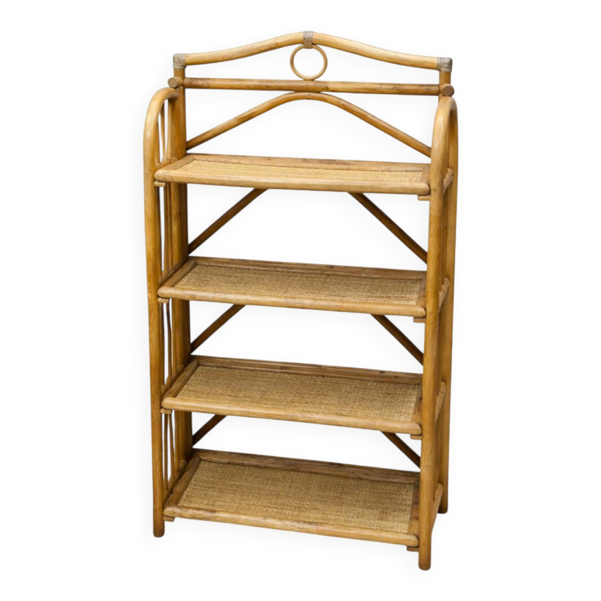 Vintage bamboo shelf – Handmade – Removable trays