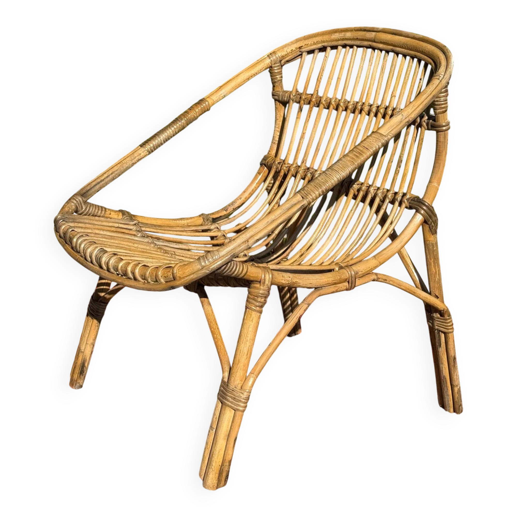 1950s Rattan Armchair from France