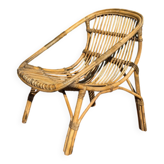 1950s Rattan Armchair from France