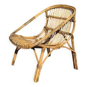 Fauteuil en rotin, France années 50