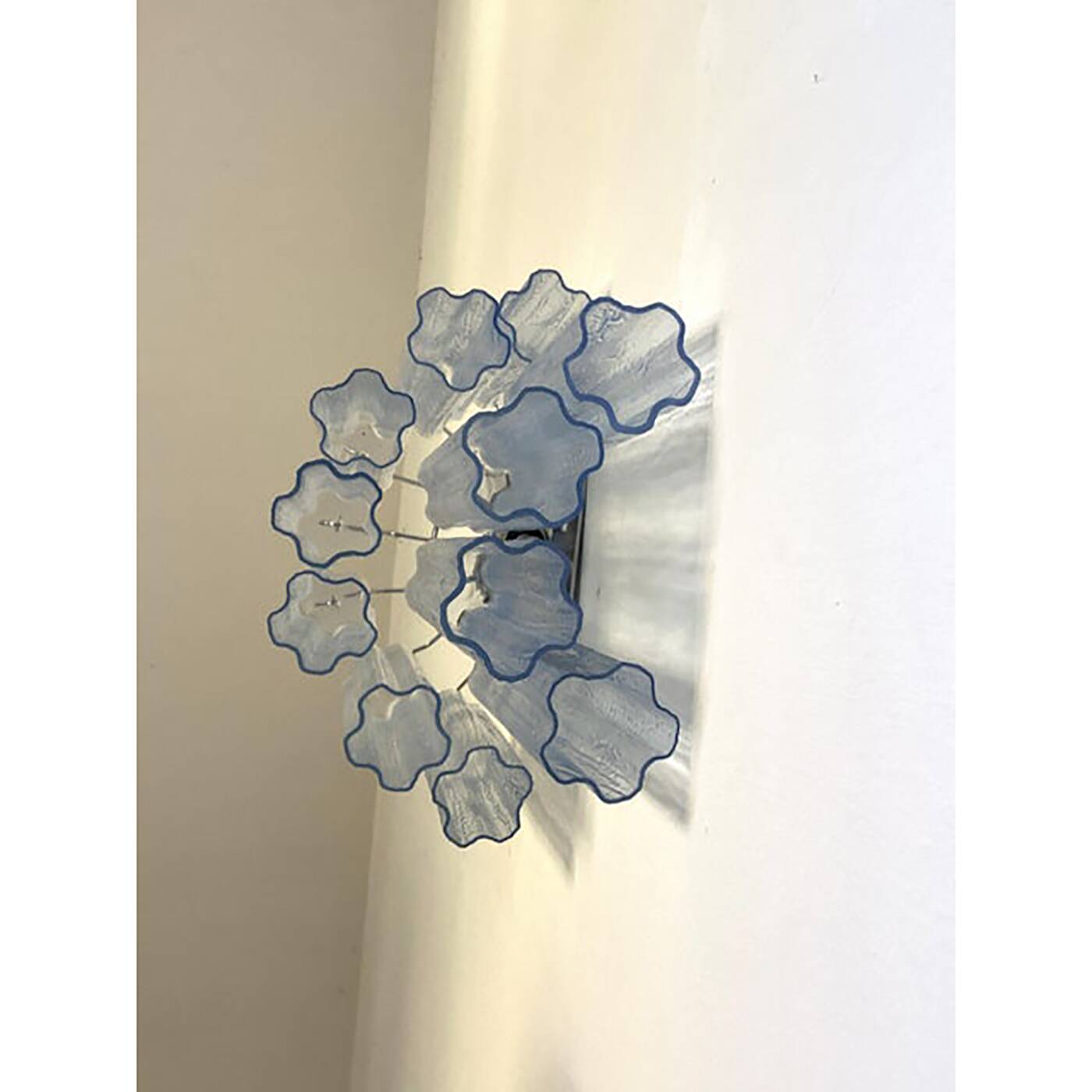 Contemporary Light-Blue “Tronchi”Murano Glass Wall Sconces in Venini Style - a Pair