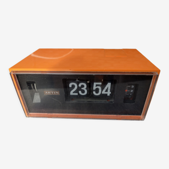 Horloge orange réveil Flip Flap à guichet lamelles artin