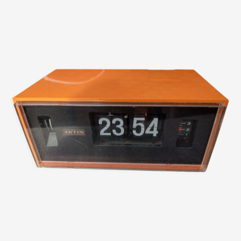 Orange Clock Alarm Clock Flip Flap Counter ARTIN Lamellae