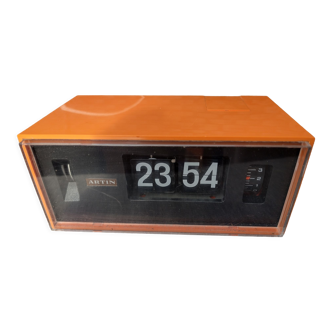 Orange Clock Alarm Clock Flip Flap Counter ARTIN Lamellae