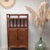 Vintage wood sideboard and rattan canning
