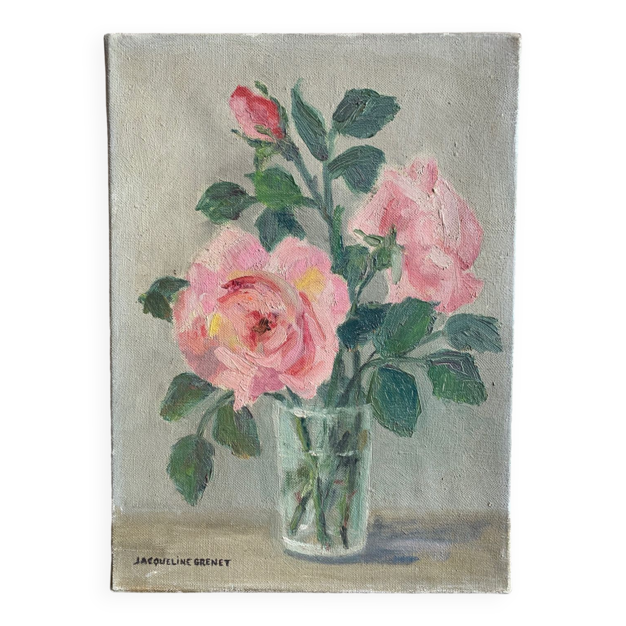 Oil on canvas bouquet of roses