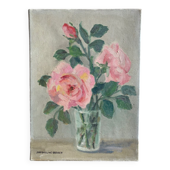 Oil on canvas bouquet of roses