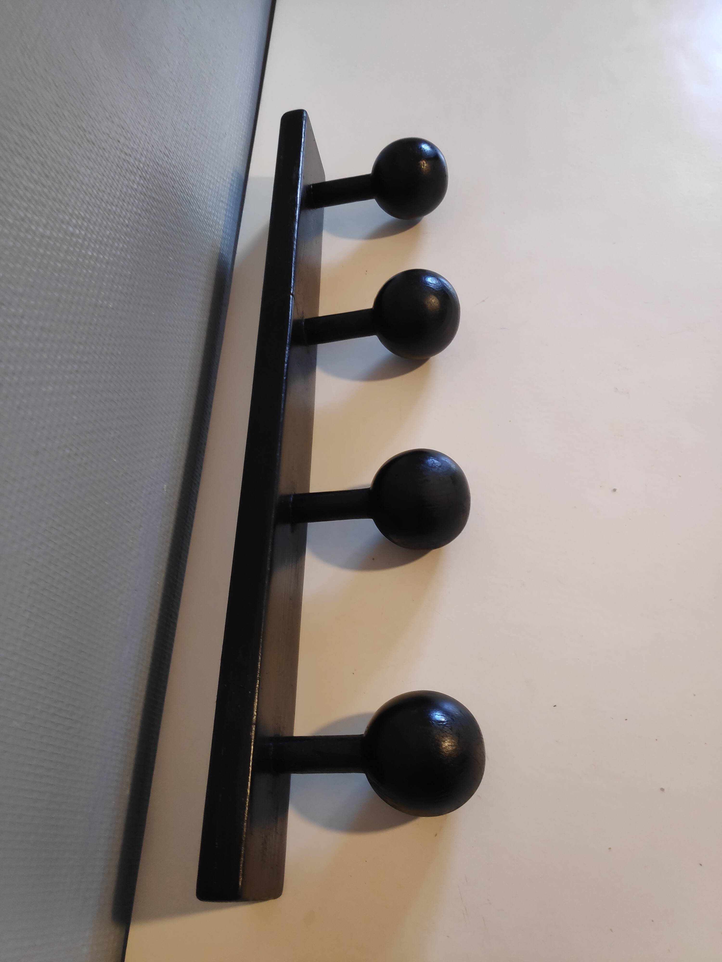Porte-manteaux vintage en bois noir 4 patères