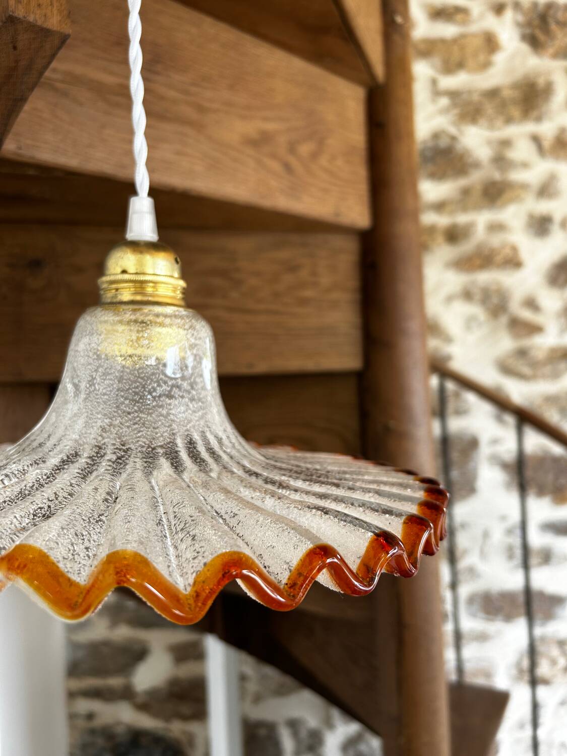 Vintage opaline pendant light