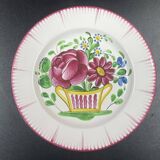 Ancien Assiette Faïence de l'Est St Clément Les Islettes, Corbeille de fleu