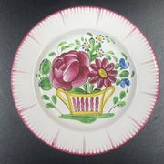 Old Eastern Earthenware Plate St Clément Les Islettes, Flower Basket