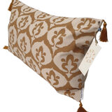 Ikat style ottoman cushion cover beige / havana ocher - 30 x 50