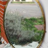 Grand miroir biseauté ancien laiton