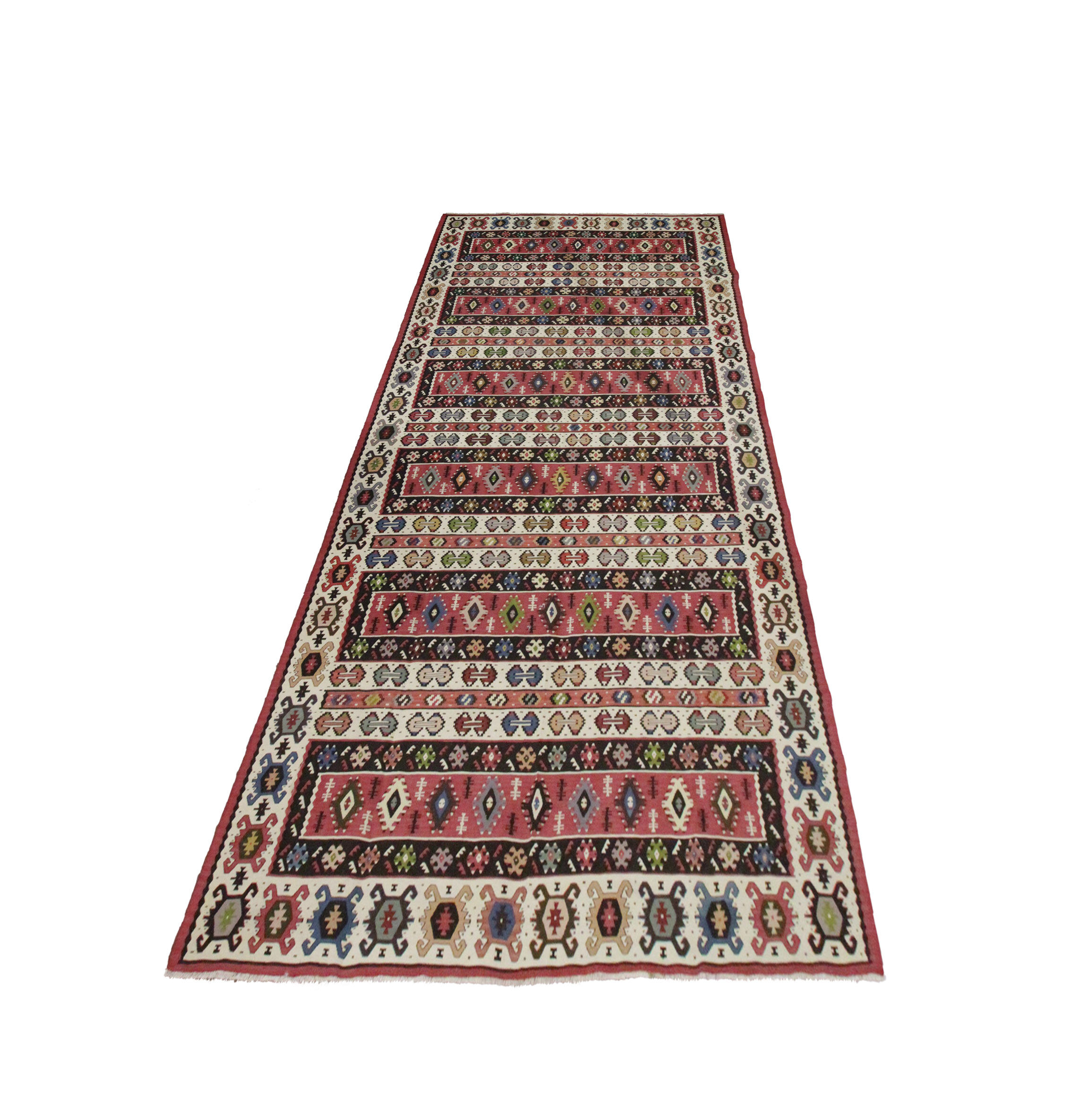 Antique Serbian Pirot Kilim Area Rug Traditional Flat Woven Rug- 200x300cm