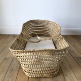 Removable wicker cradle / bassinet on bamboo casters 1950s
