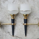 Pair of 60s vintage brass sconces