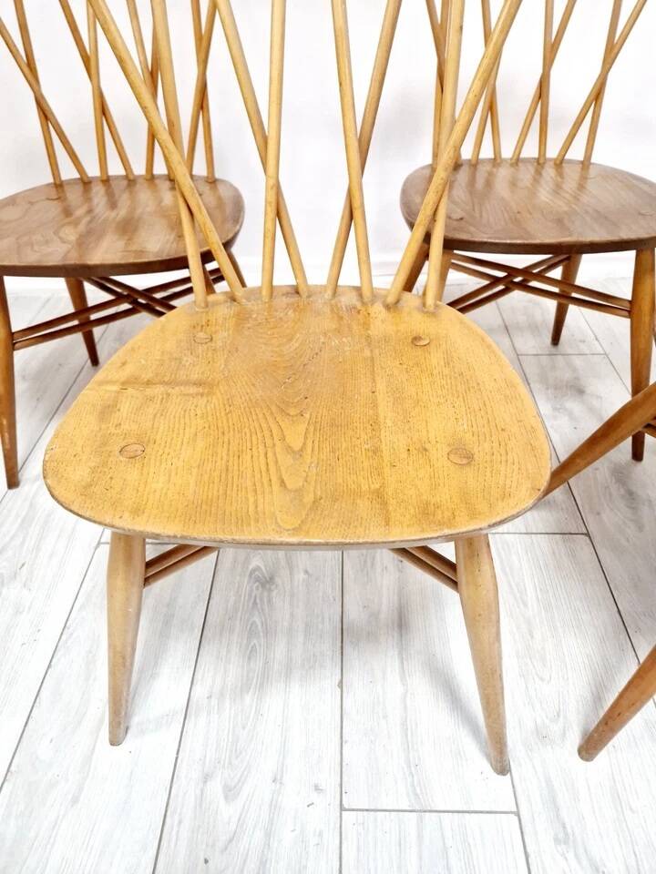 4 Ercol Candlestick Back Dining Chairs