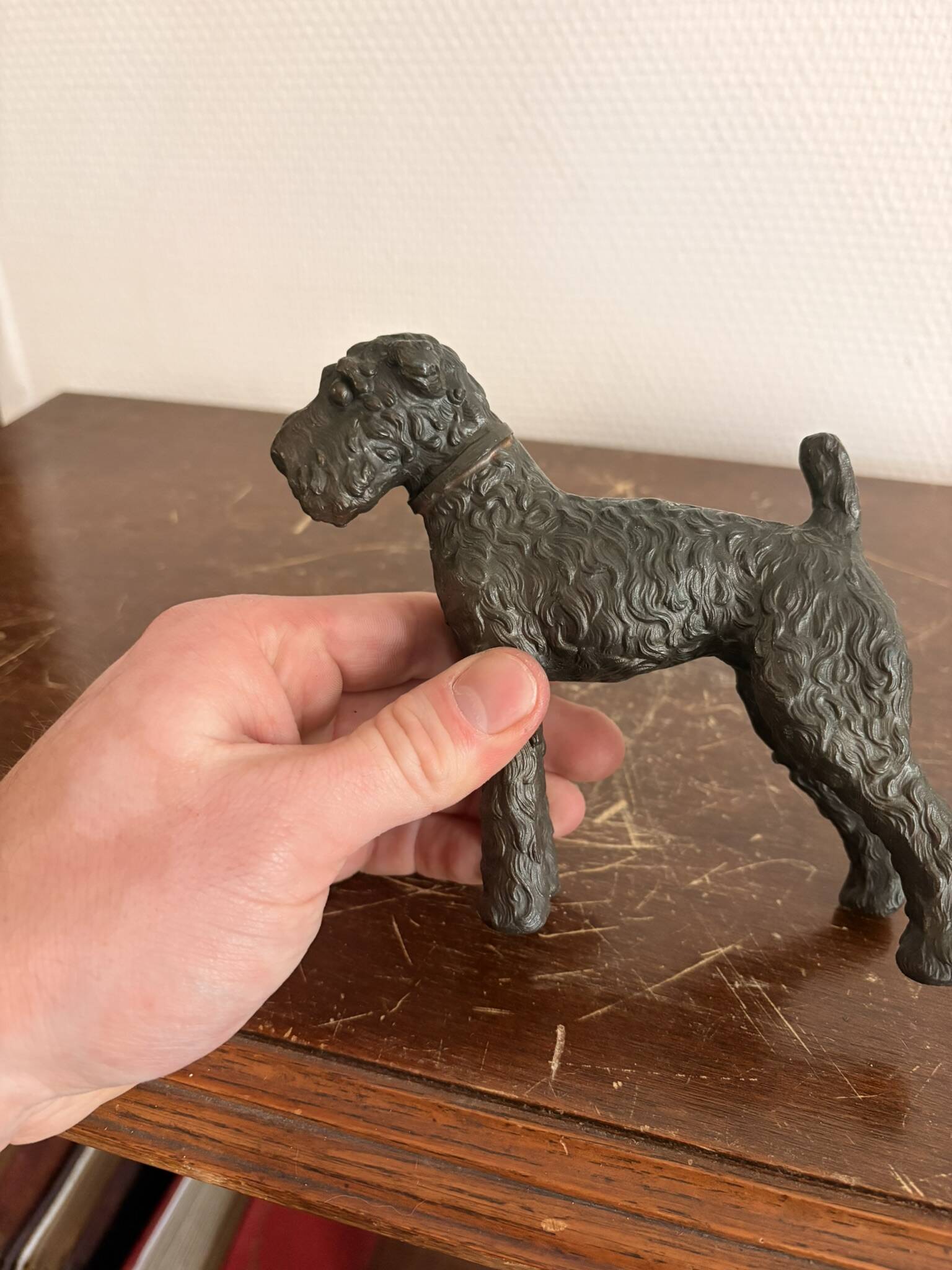 Antique Sculpture Airedale Terrier Welsh Regule Art Deco 1930