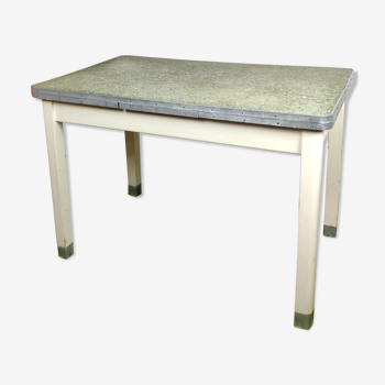 Vintage table with white wood extension and formica