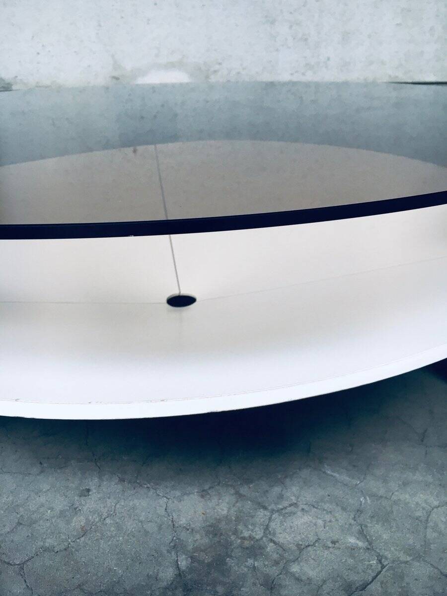 Mid-Century Modern Dutch Wenge & Smoke Glass Coffee Table, Netherlands, 1960s